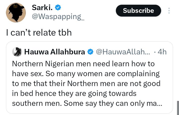 Many women are complaining to me that their Northern men are not good in bed - Nigerian woman, Hauwa says