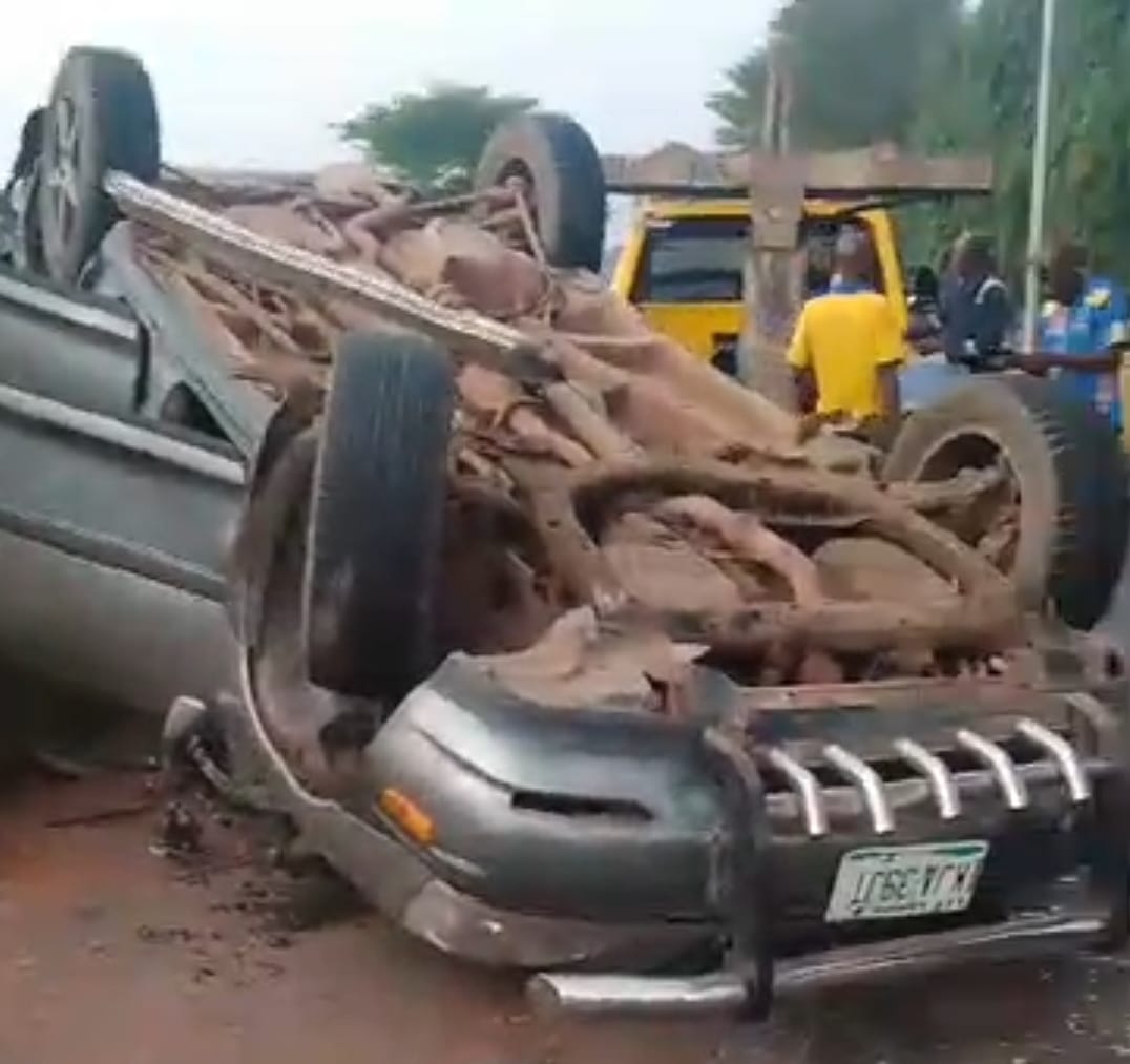 Mother and her son miraculously escape d3ath as Lexus SUV overturns multiple times in Lagos