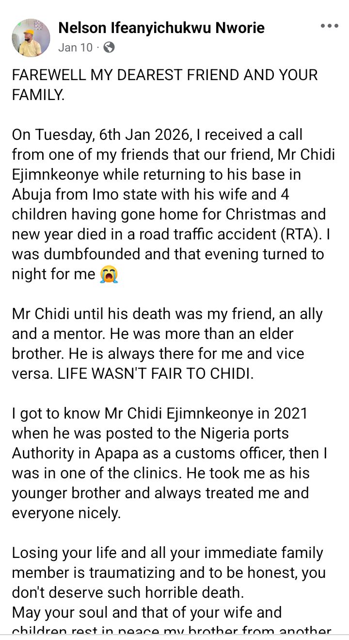 Funeral service of ten family members who d!ed in motor accident set to be held in Imo State