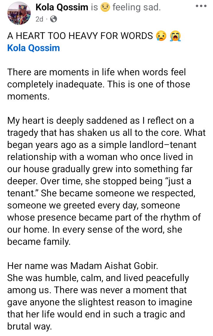 She took him into her home after his mother d!ed and cared for him like her own child - Man mourns family friend m8rdered by her 15-year-old nephew in Kwara