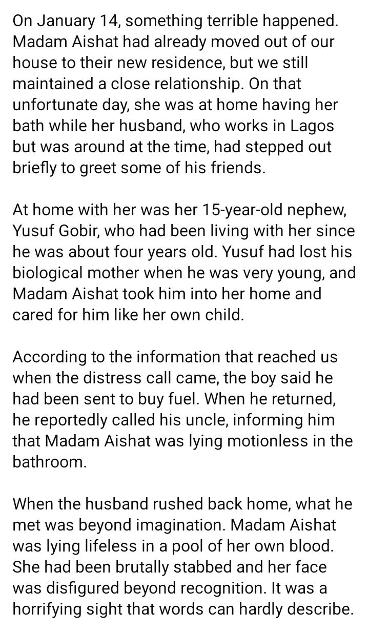 She took him into her home after his mother d!ed and cared for him like her own child - Man mourns family friend m8rdered by her 15-year-old nephew in Kwara