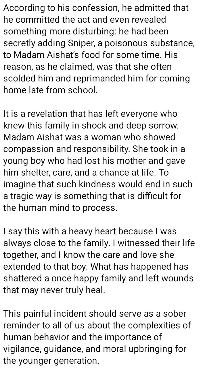 She took him into her home after his mother d!ed and cared for him like her own child - Man mourns family friend m8rdered by her 15-year-old nephew in Kwara