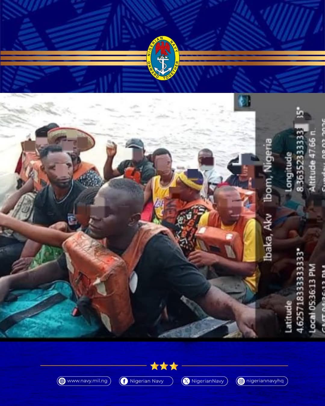 Nigerian Navy foils sea robbery, rescues 16 passengers in Calabar