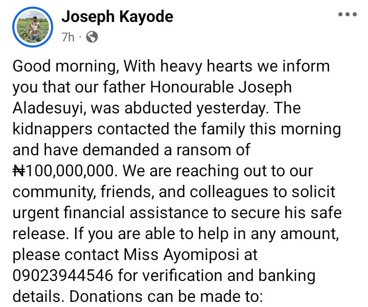 Kidnappers demand N100m ransom for release of abducted Ondo LG secretary