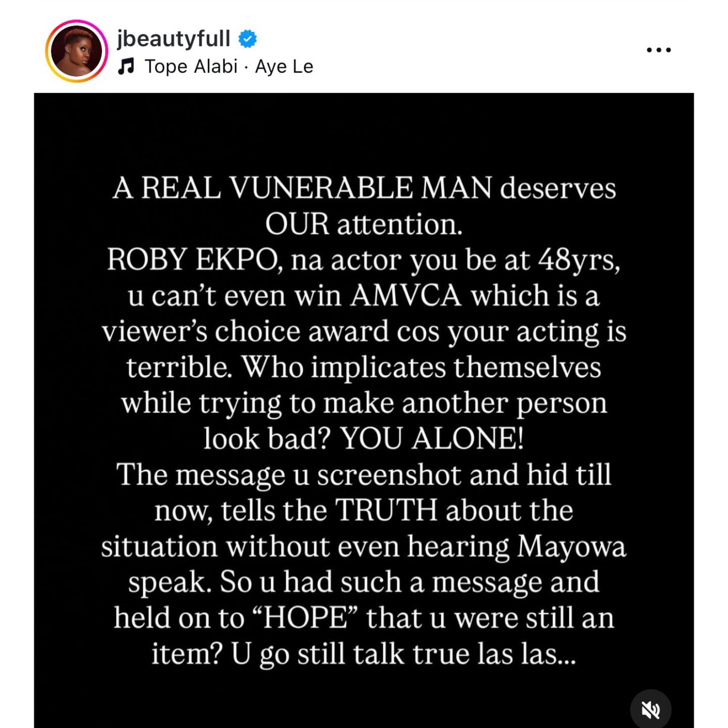 Friend of Mayowa Lambe, ex-wife of OAP Roby Ekpo, speaks in her defence