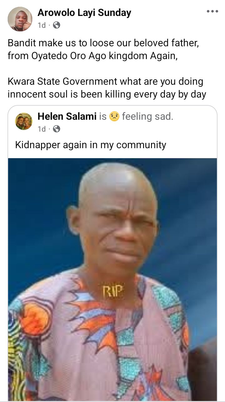 Gunmen k!ll ECWA member, abduct his wife and four others in Kwara community