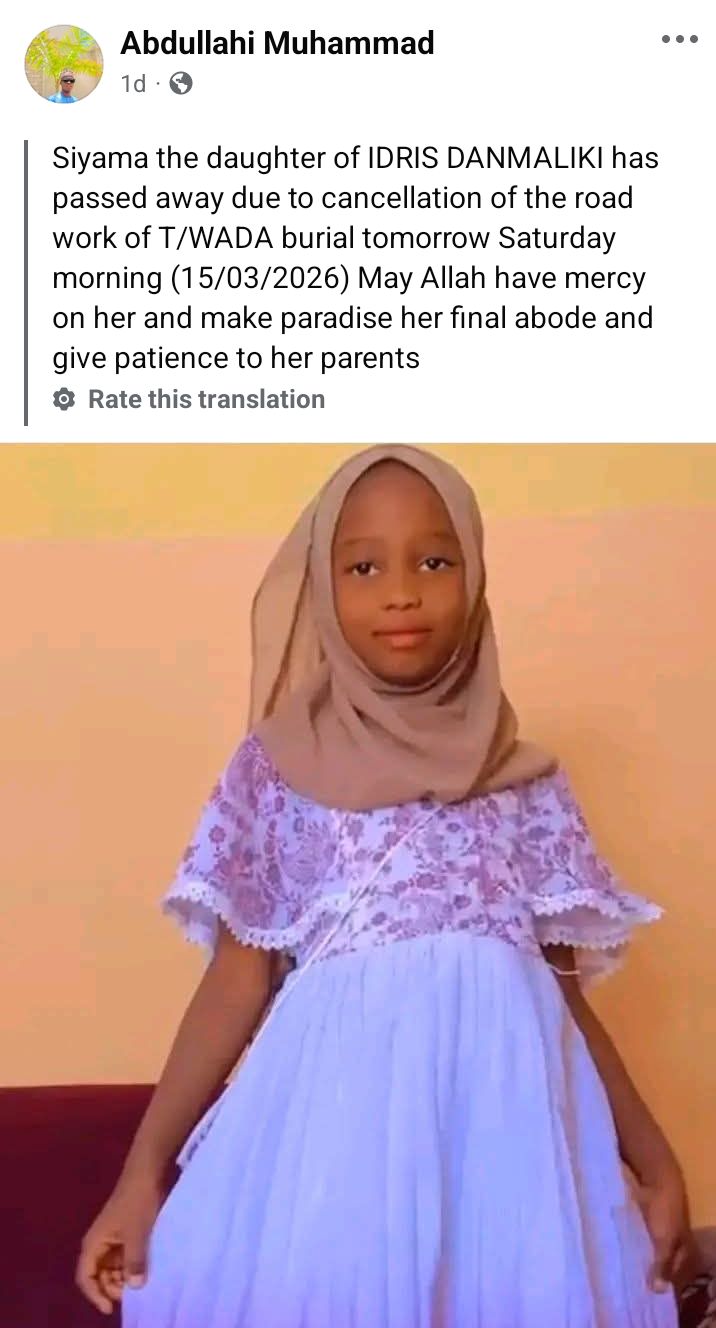 8-year-old girl d!es after falling on iron rod at road reconstruction site in Kano