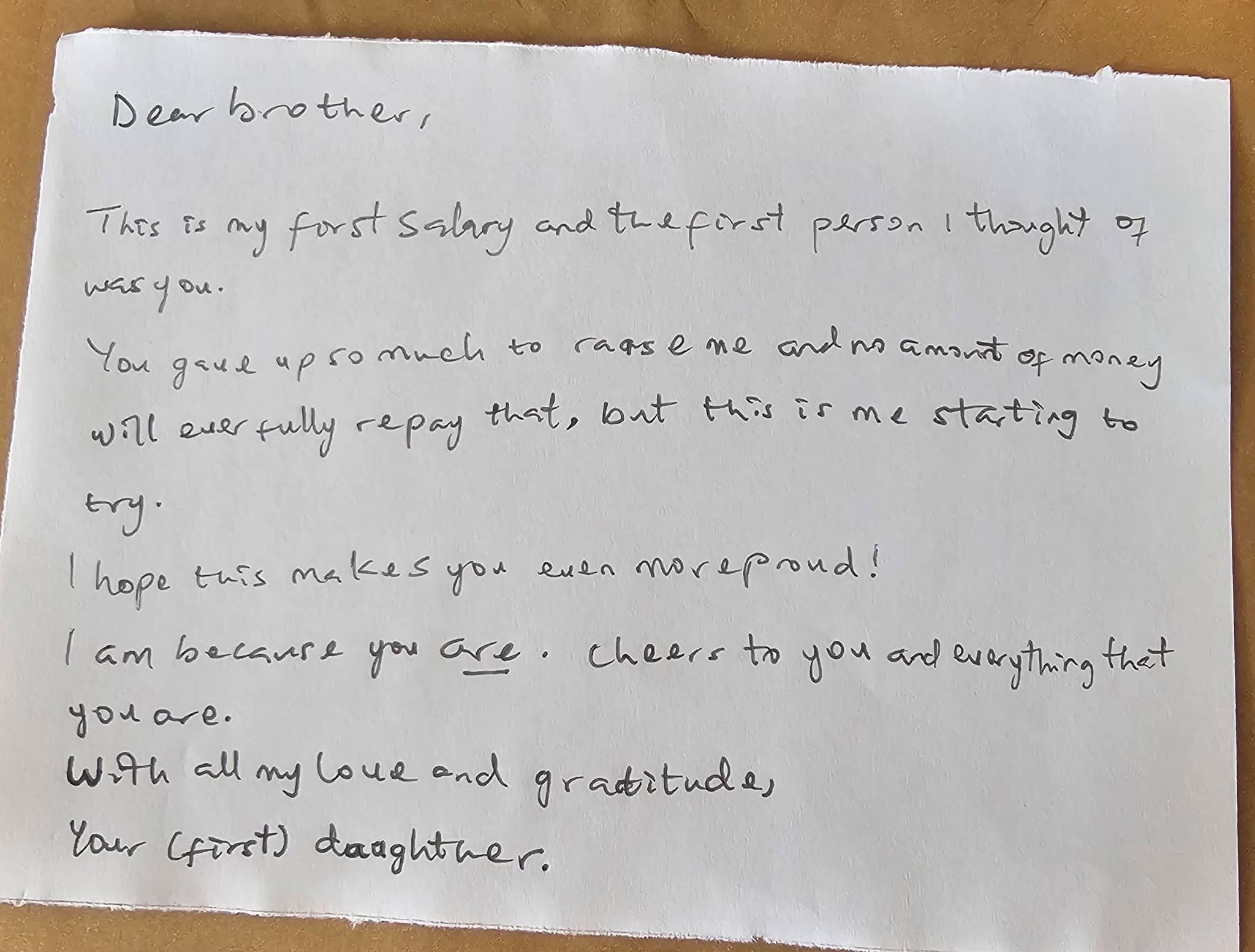 Invest in your family - Nigerian man advises people after his sister gave him part of her first salary