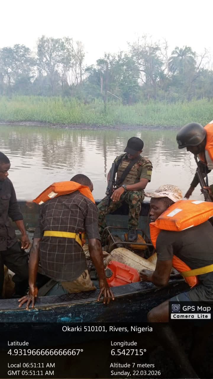 Eight suspects arrested as Nigerian Navy intercepts illegal fuel consignment in River State
