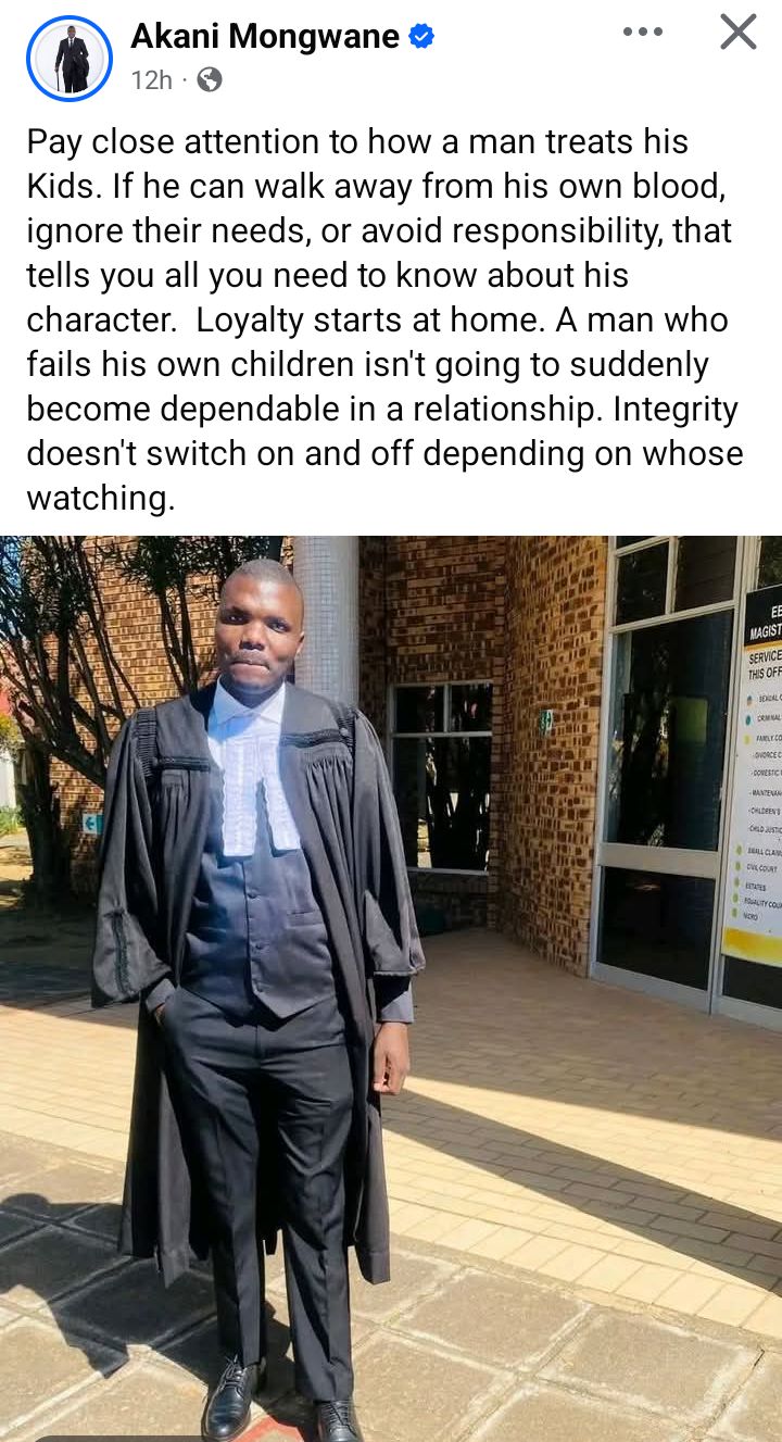 A man who can walk away from his own children isn't going to suddenly become dependable in a relationship - South African lawyer says