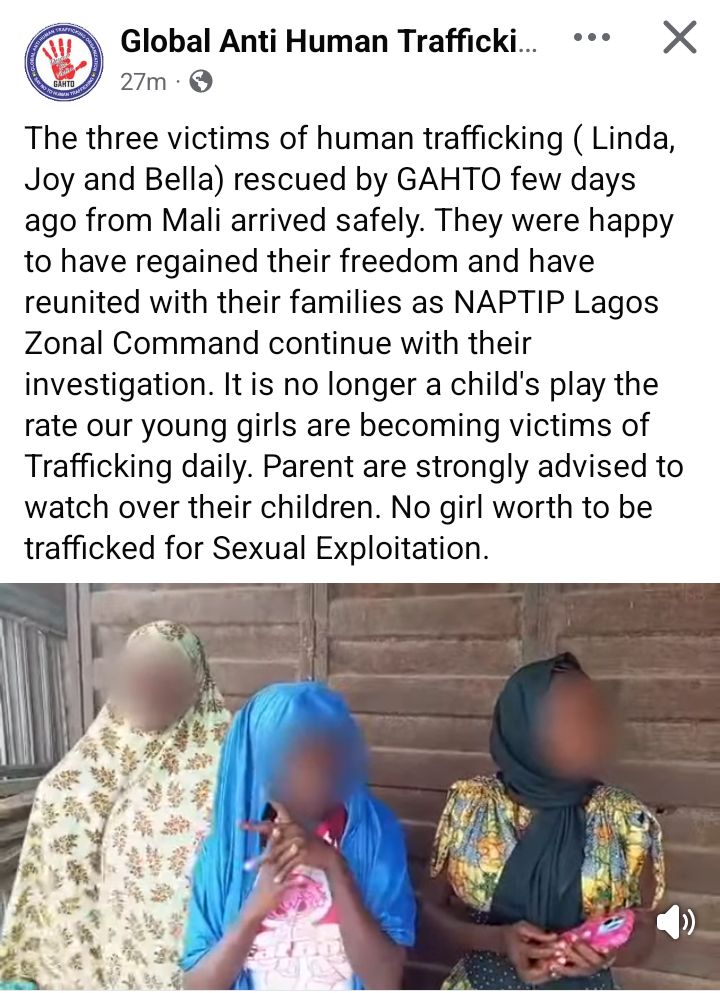 Three trafficked Nigerian girls rescued from Mali
