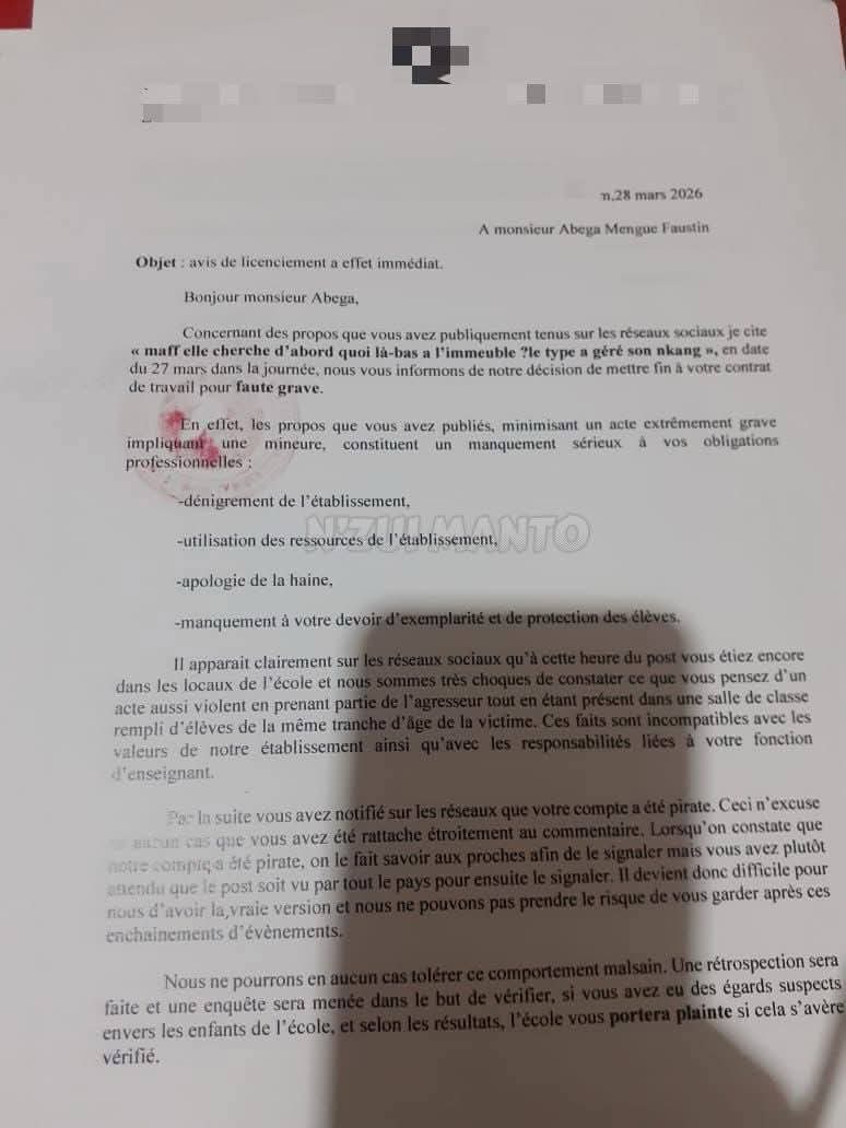 Teacher dismissed over comments about r@pe and m8rder of 11-year-old girl