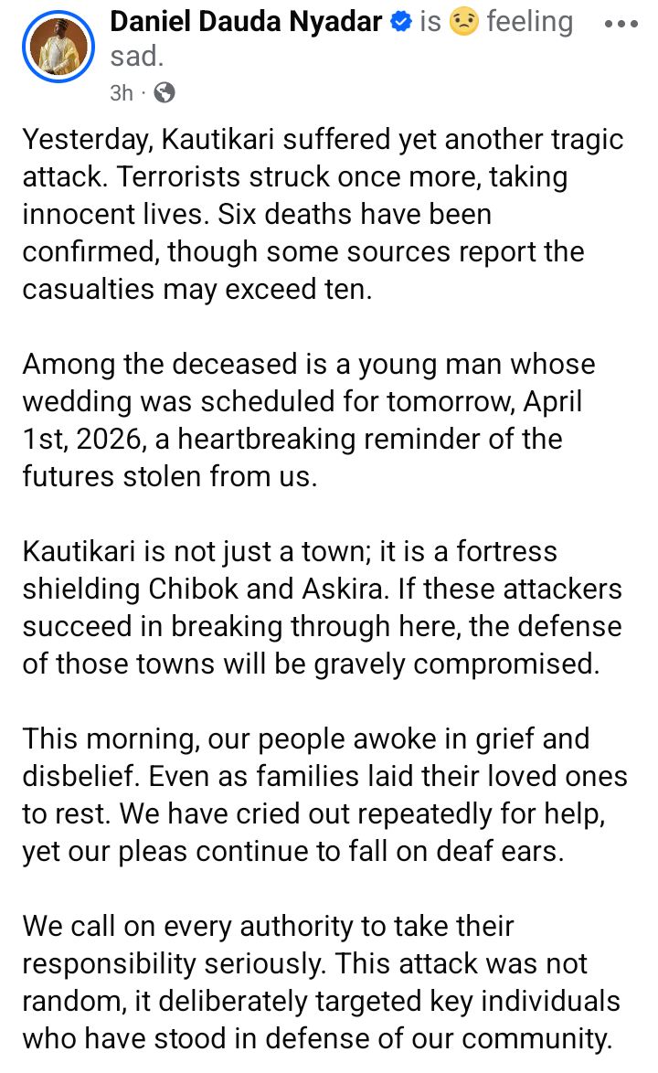 Several k!lled as Boko Haram terrorists attack Chibok community in Borno