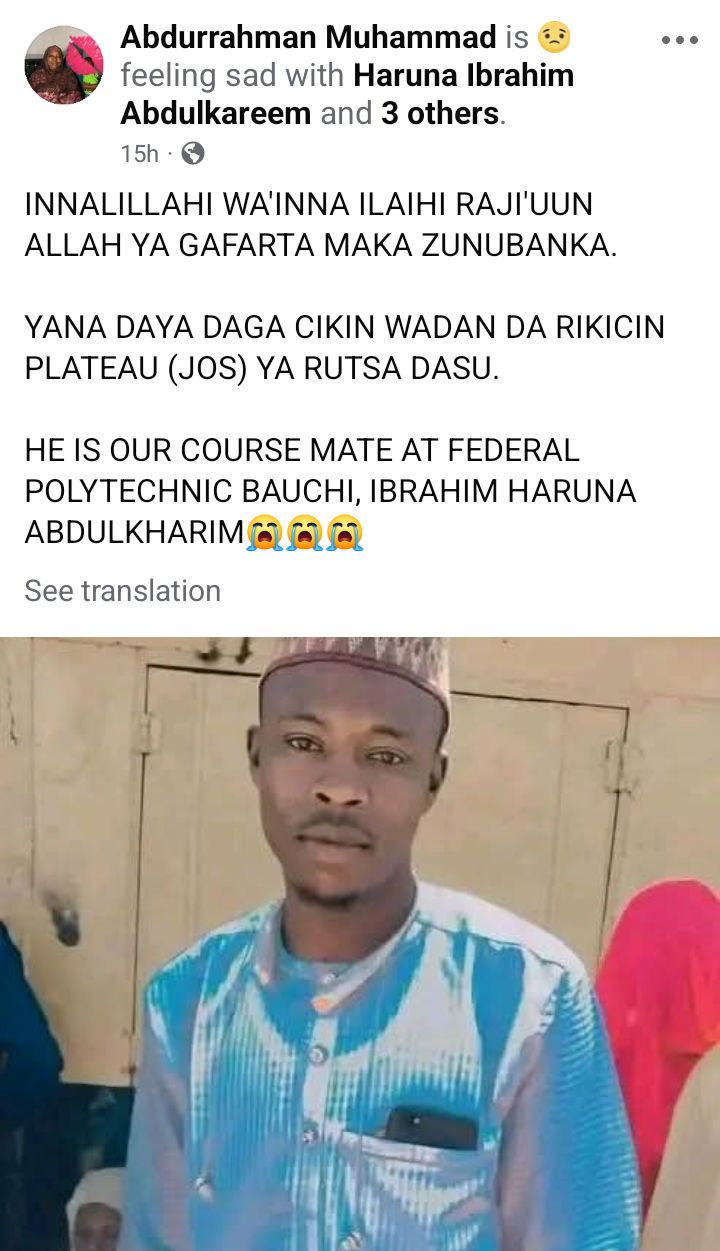 Newlywed Corps member k!lled in Jos reprisal attack a day to passing out parade