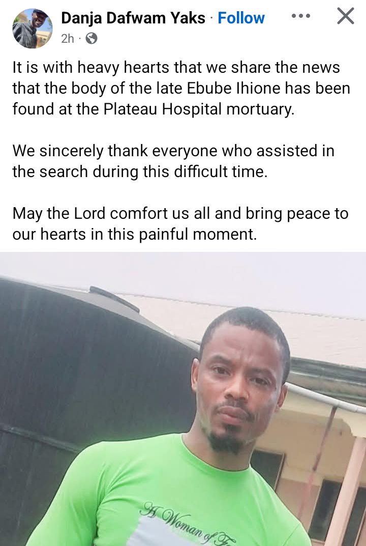 Jos crisis: Body of missing man found in mortuary