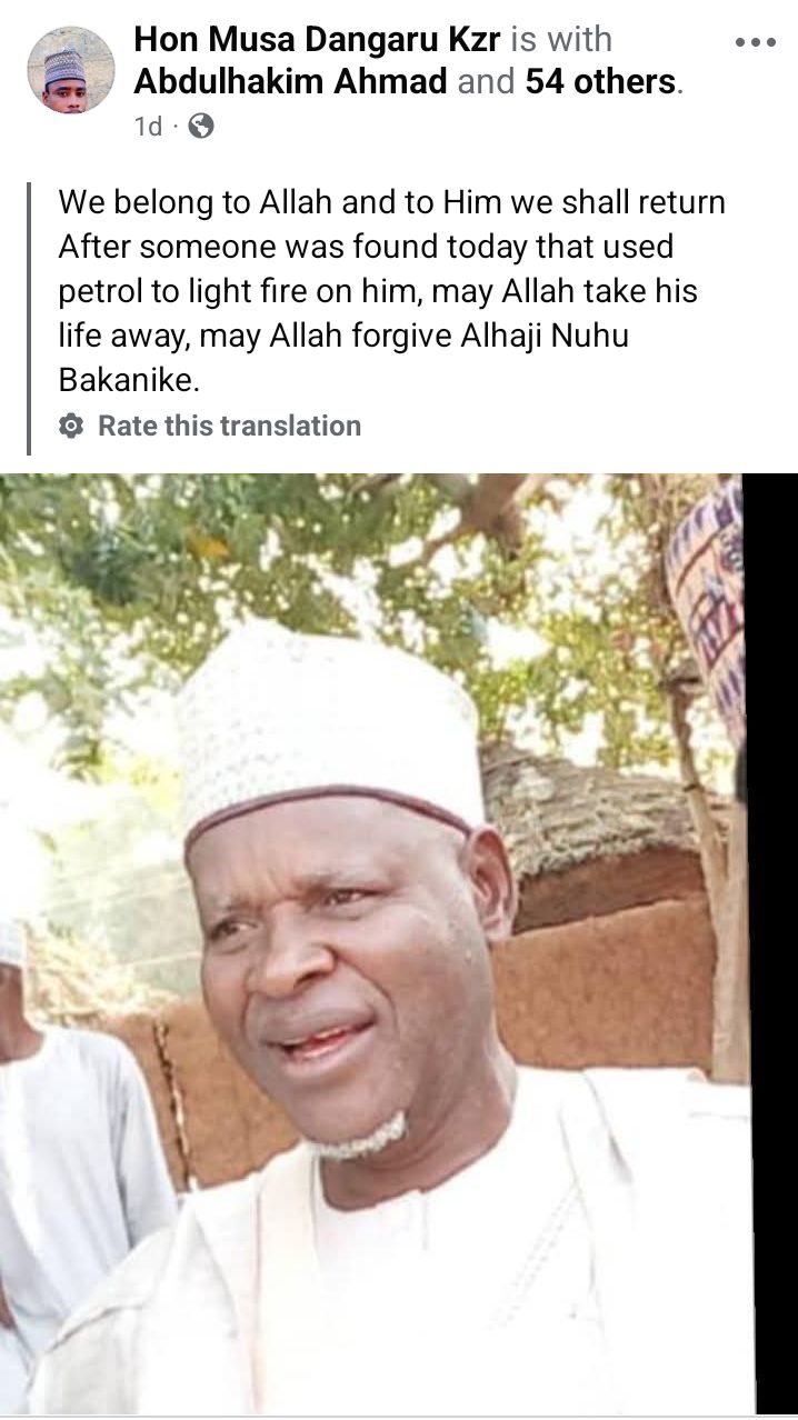 Man set ablaze by his son in Jigawa