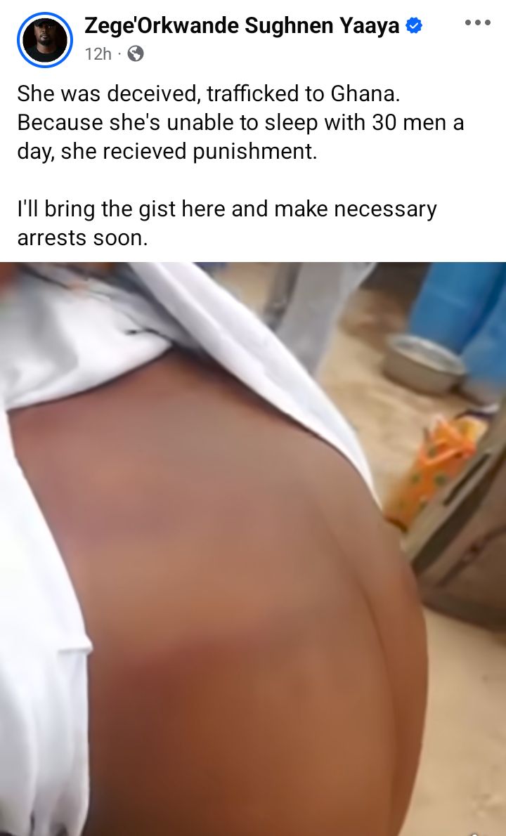 Trafficked Nigerian girl flogged for failing to sleep with 30 men daily (video)