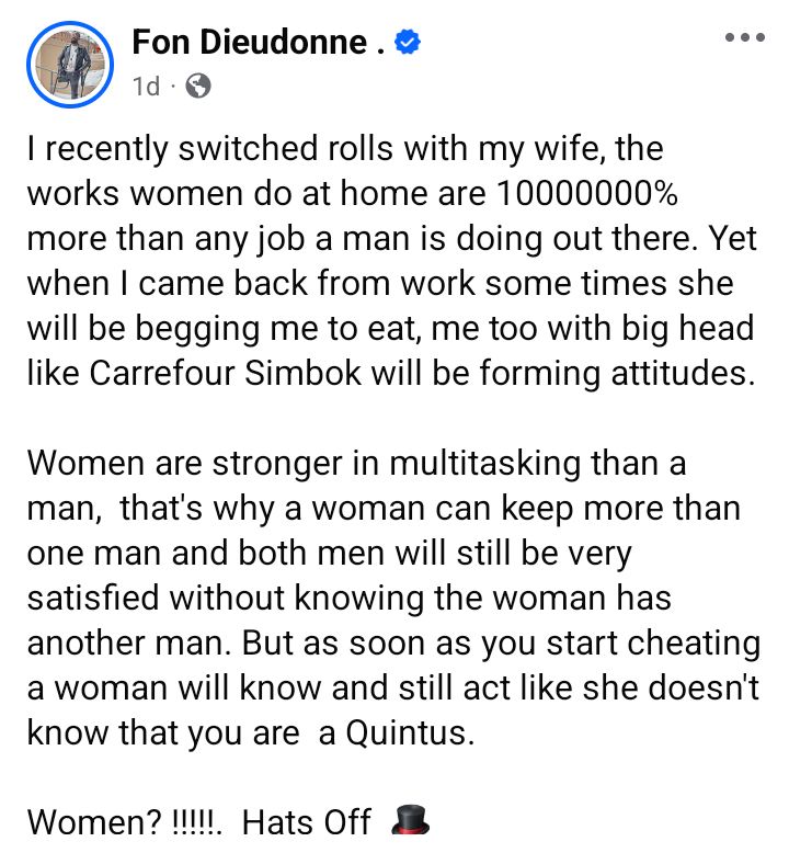 Man tenders public apology to wife for not celebrating her enough for taking care of their children in his absence