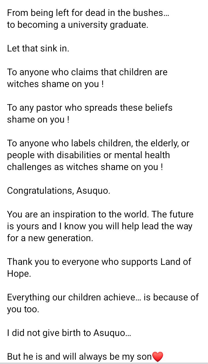 Young Nigerian man graduates from university 13 years after being accused of using witchcraft to k!ll his father