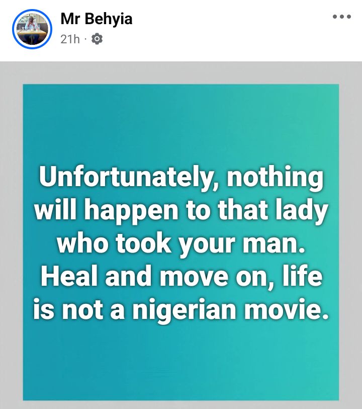 Nothing will happen to that lady who took your man. Heal and move on  - Cameroonian broadcaster advises women