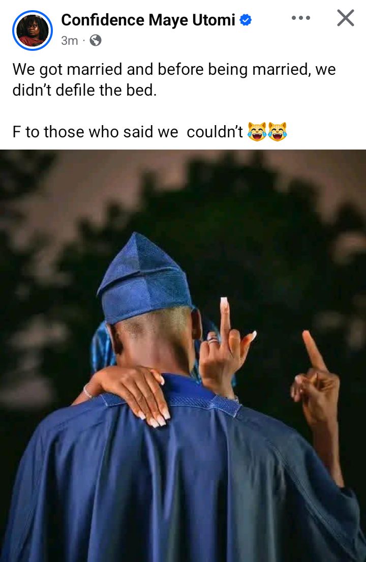 We didn?t defile the bed before marriage - Newlyweds give middle finger to doubters