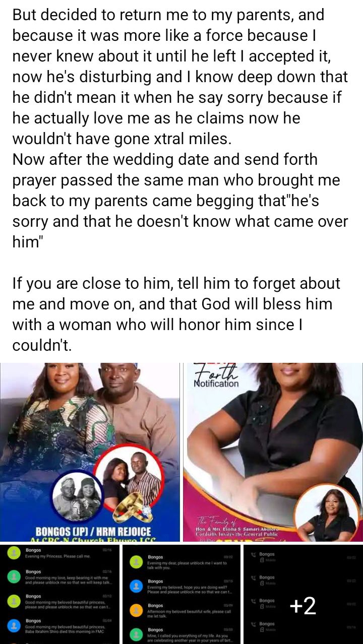 He broke up with me two weeks to our church wedding - Nigerian woman narrates as her estranged husband begs for reconciliation