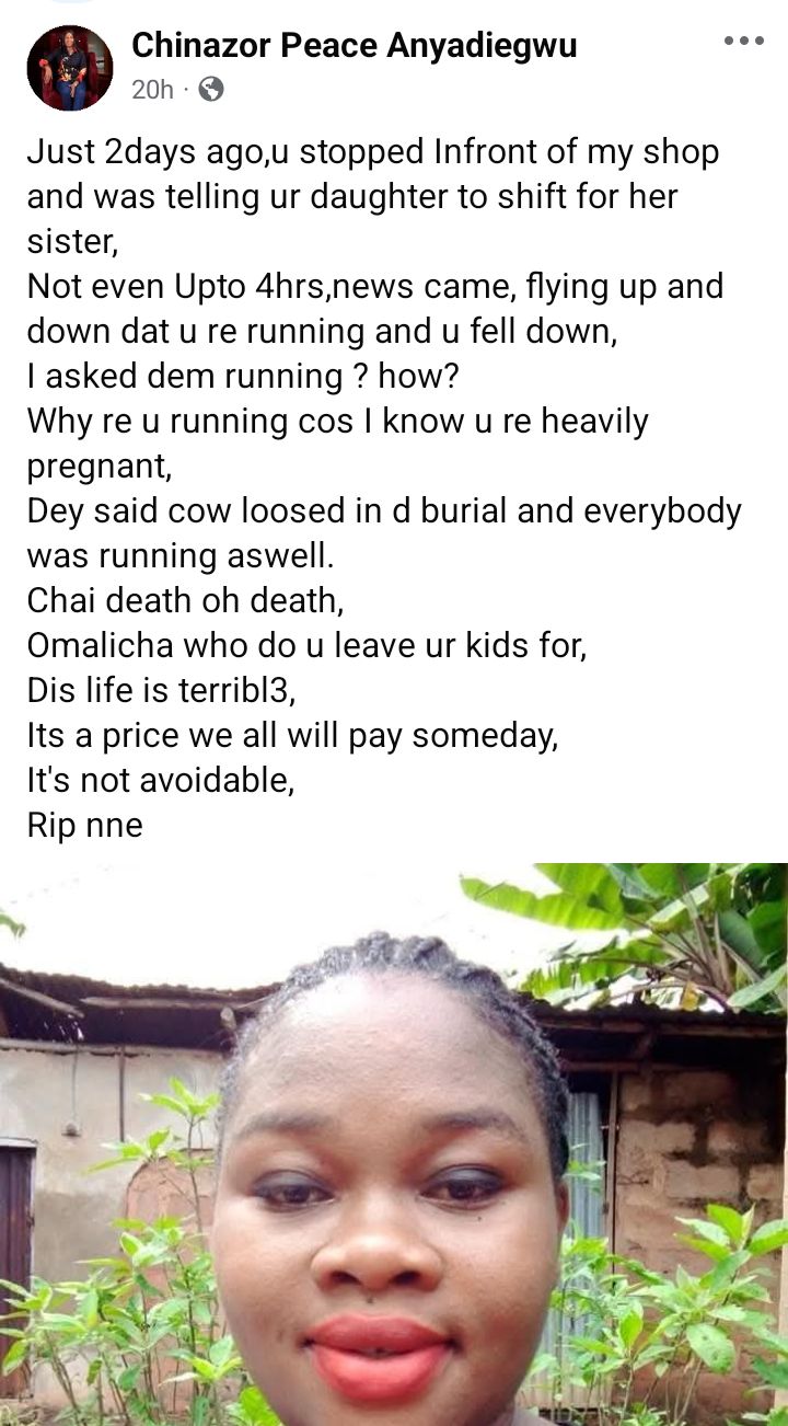 Pregnant woman ?falls and d!es while fleeing from cow during burial?