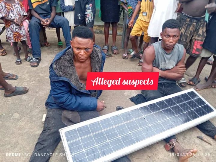 Two men caught while stealing solar street lights in Bayelsa