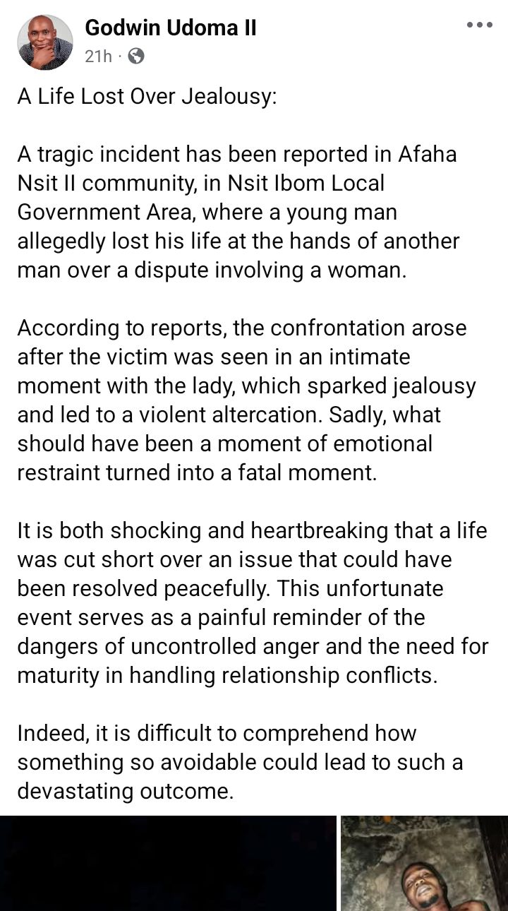 Man allegedly k!lled by rival during fight over woman in Akwa Ibom