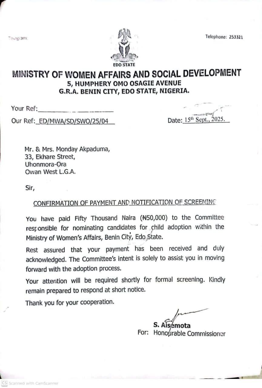 Edo State Govt uncovers adoption scam, shuts down illegal orphanage and arrests proprietress