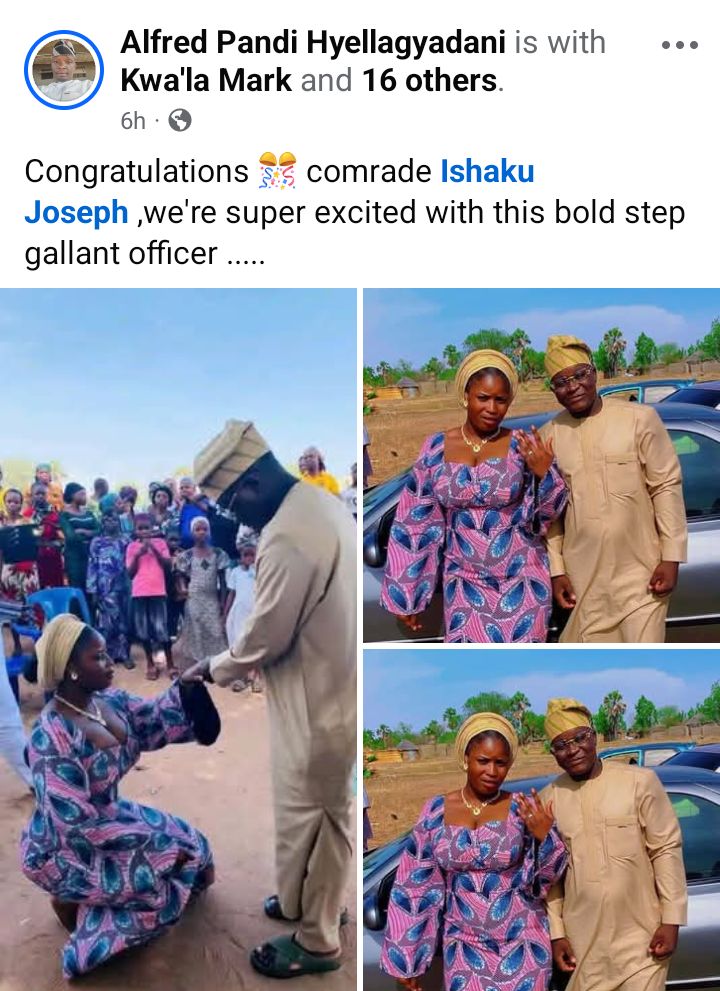 Nigerian lady kneels to accept engagement ring from her man