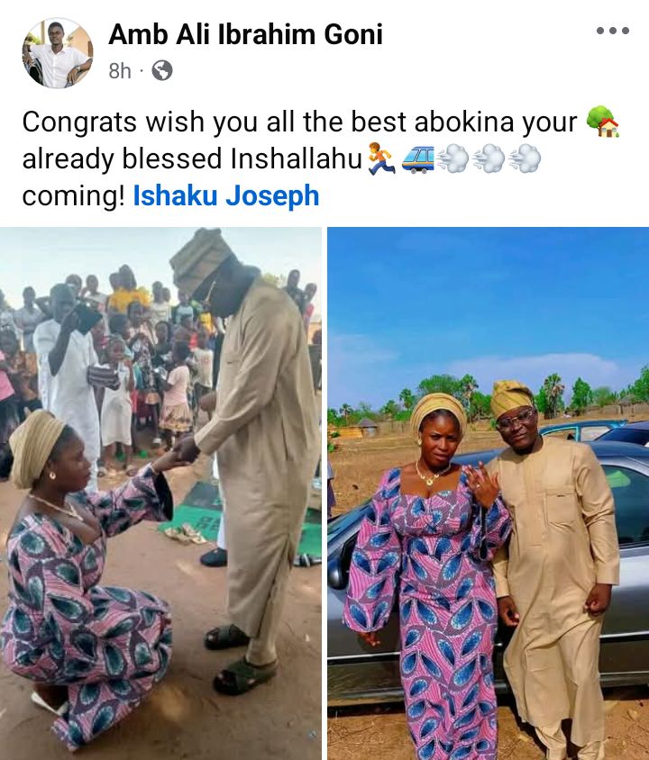 Nigerian lady kneels to accept engagement ring from her man