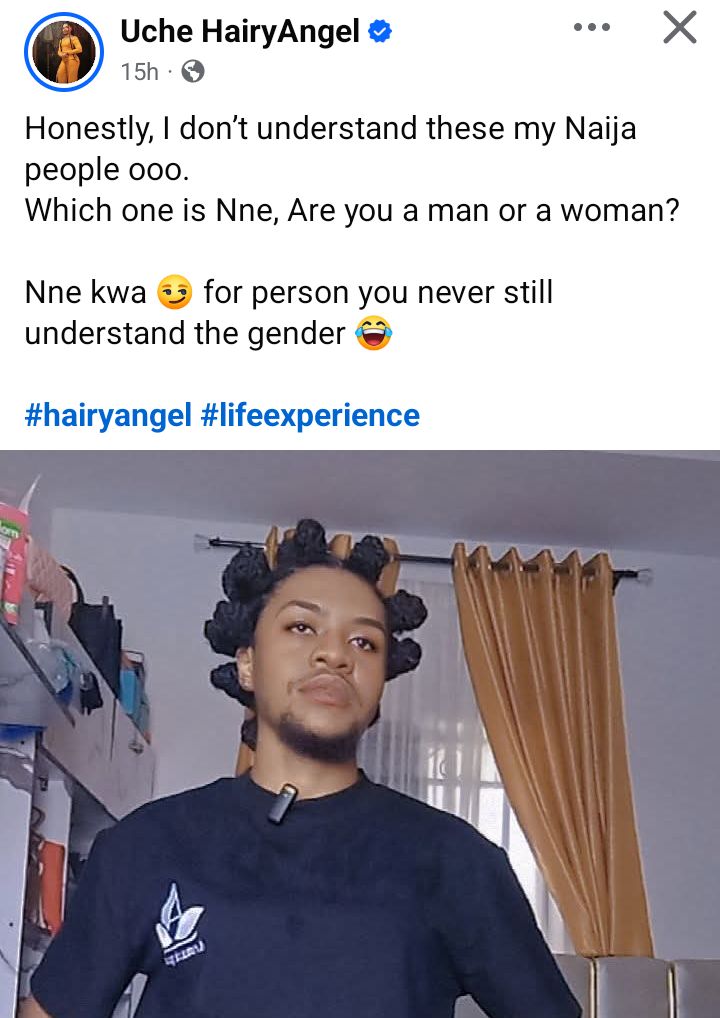 Bearded Nigerian woman fumes at people who address her as 'Nne' while questioning her gender