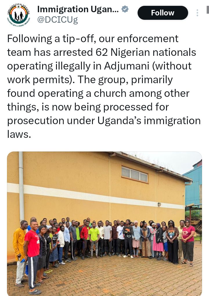 62 Nigerian nationals, 169 other foreigners arrested as Uganda intensifies crackdown on irregular migration