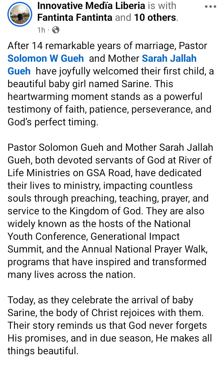 Pastor and his wife celebrate as they welcome first child after 14 years of waiting