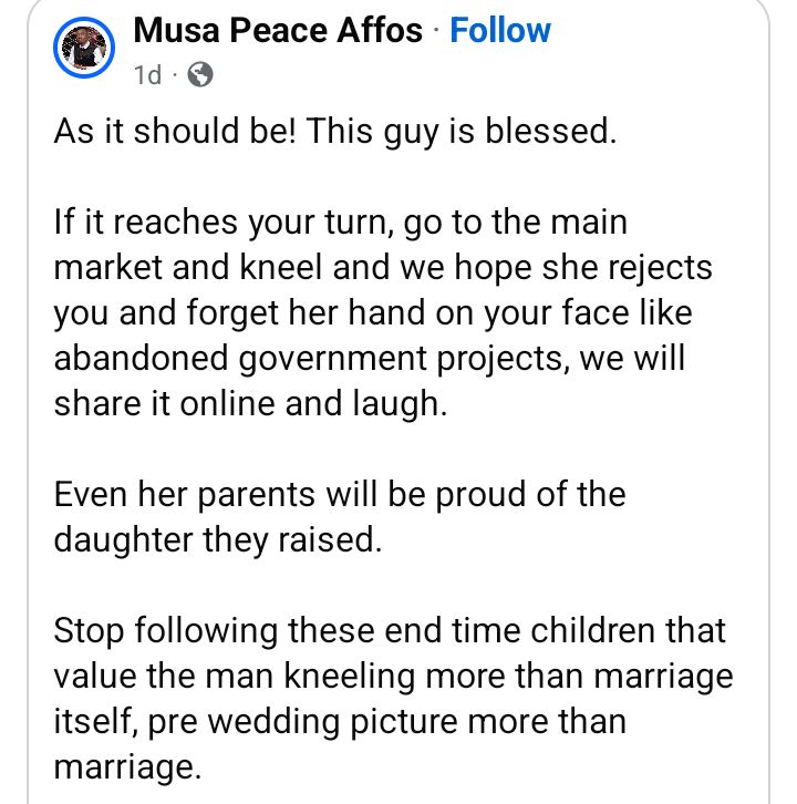 As a feminist, I?m highly disappointed - Gender activist criticises Nigerian woman for kneeling to accept engagement ring from her man
