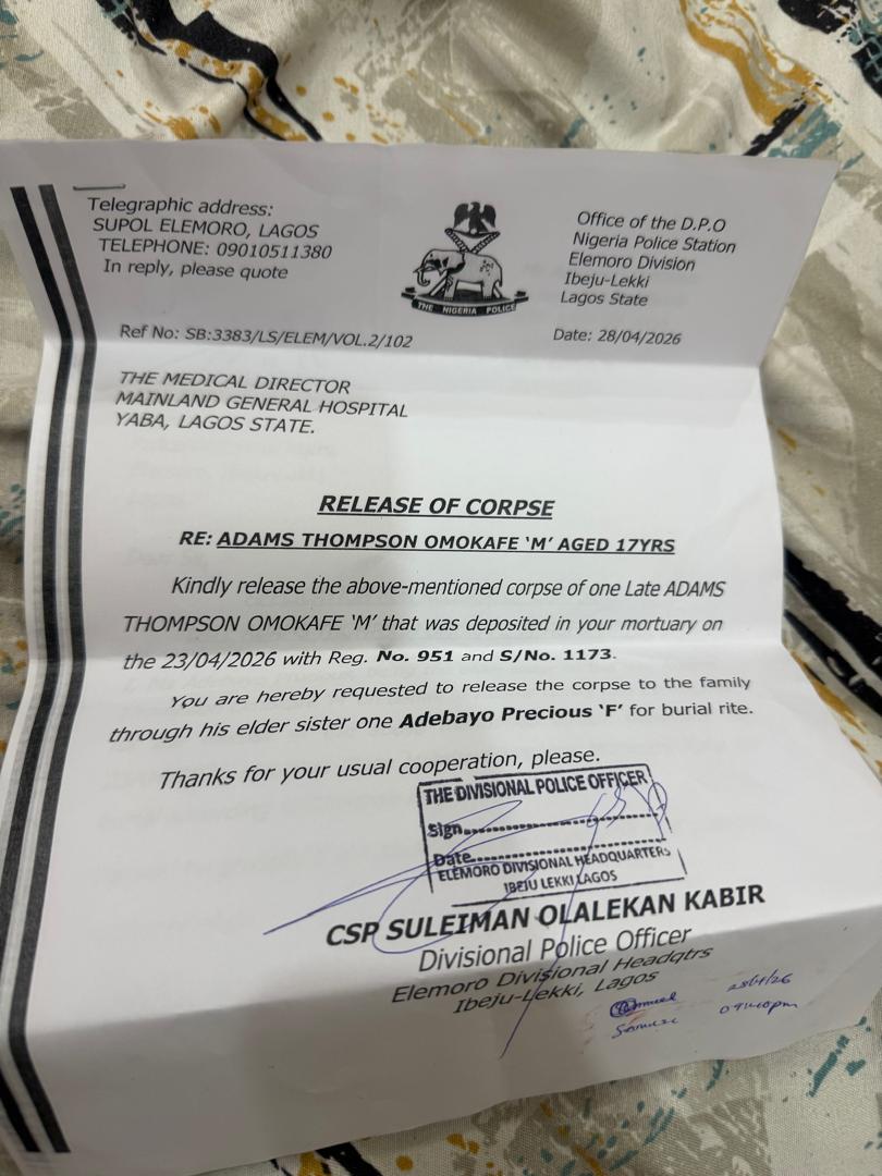 They k!lled him and dumped the body in canal before demanding N150m ransom - Family recounts how 17-year-old son was m8rdered by a former school mate and his friends in Lagos