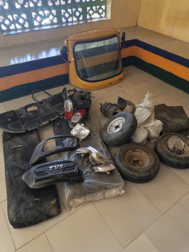 Yobe police smash criminal syndicate that steals, cuts tricycles into pieces and sells parts as scrap