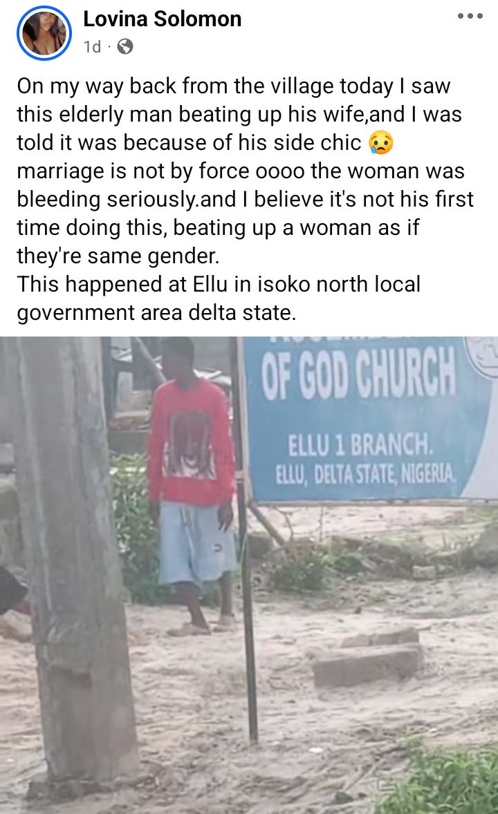 Elderly man captured on camera b3ating wife over his side chick in Delta community (video)