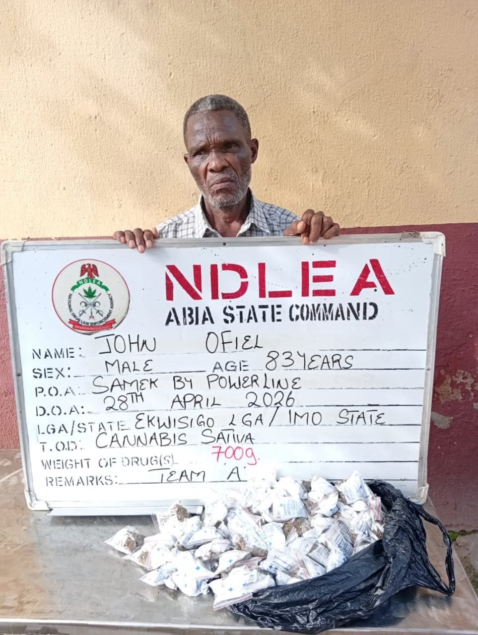83-year-old and 78-year-old grandpas arrested for drug trafficking in Abia, Ekiti