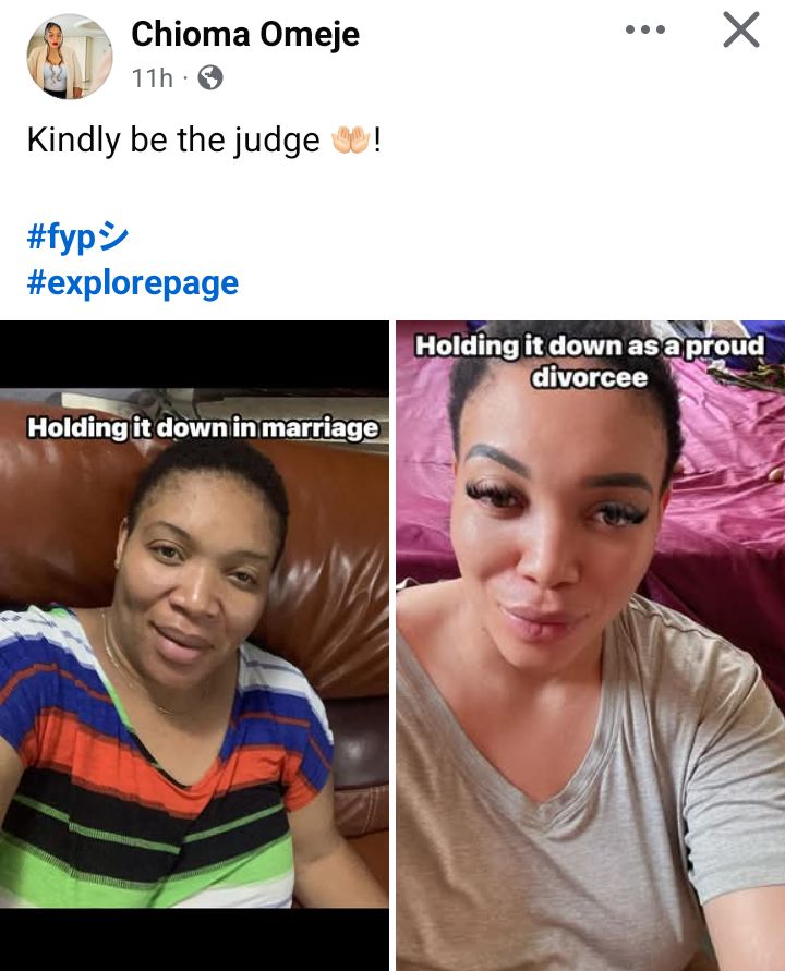 A bad man will show you shege - Nigerian woman writes as she shares her photos during marriage and after divorce