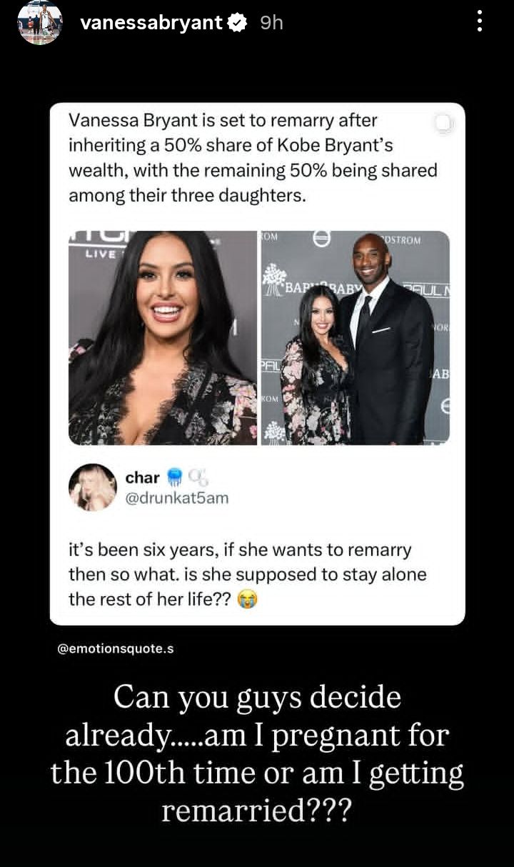 Vanessa Bryant responds to viral pregnancy and remarriage rumours