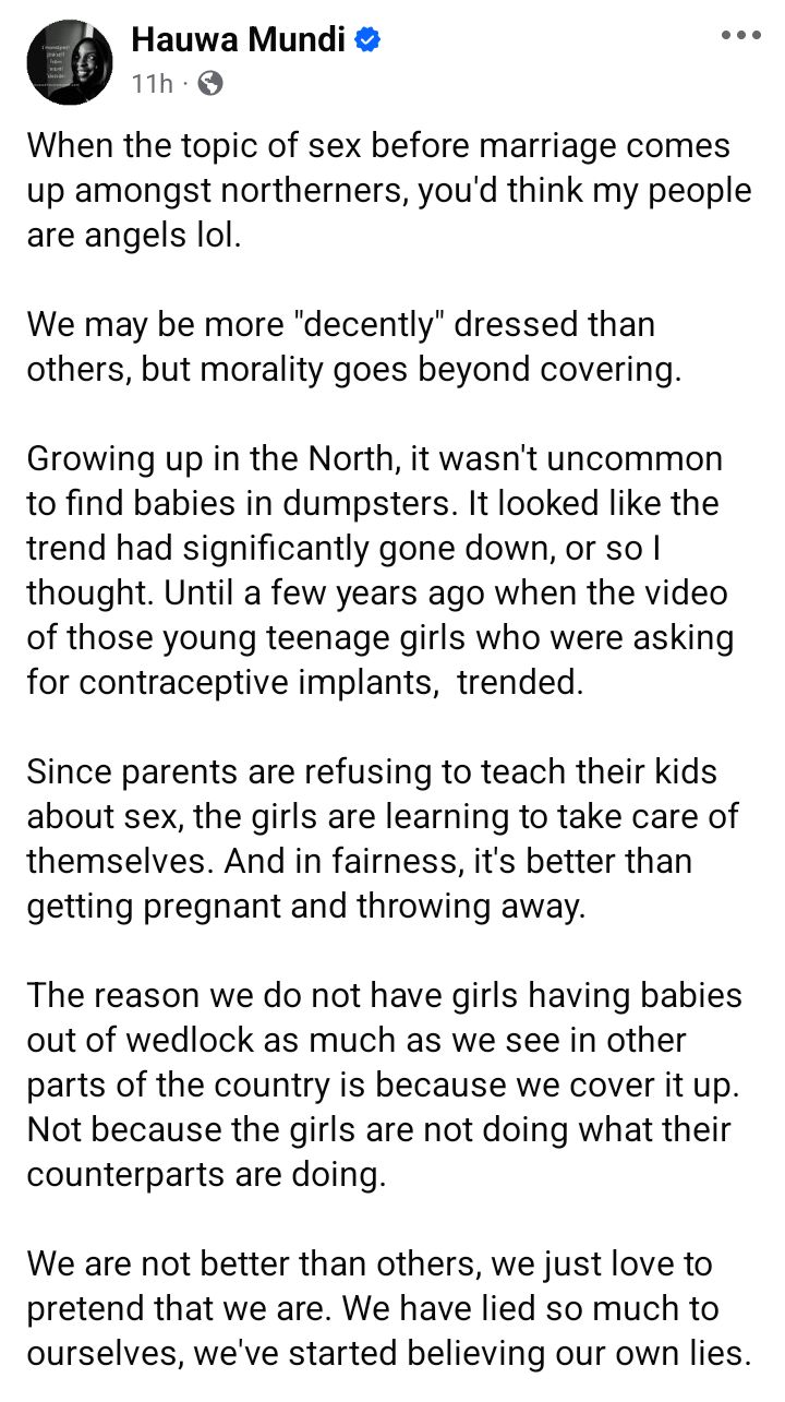 Growing up, it wasn't uncommon to find babies in dumpsters - Muslim woman writes on premarital s3x in Northern Nigeria