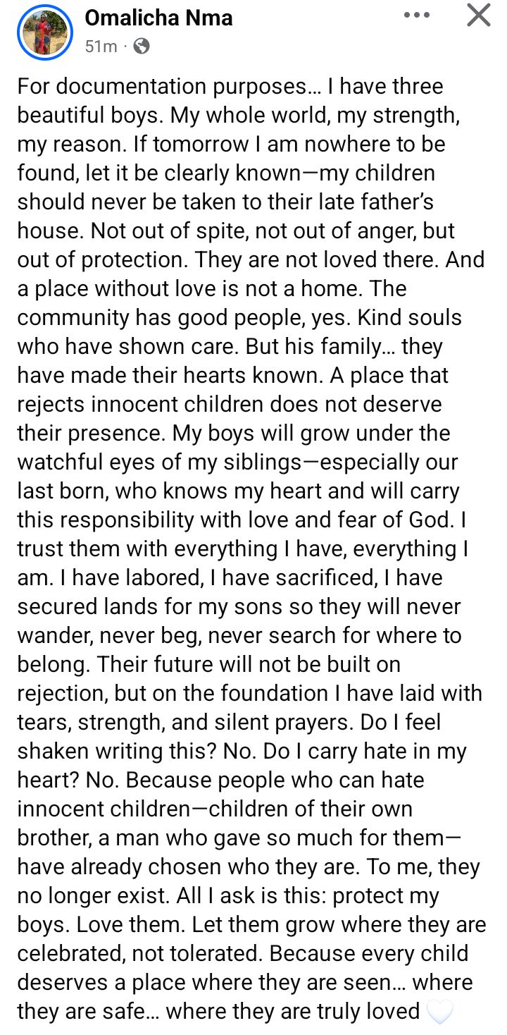 If tomorrow I am nowhere to be found, my children should never be taken to their late fatherâs house - Nigerian widow writes