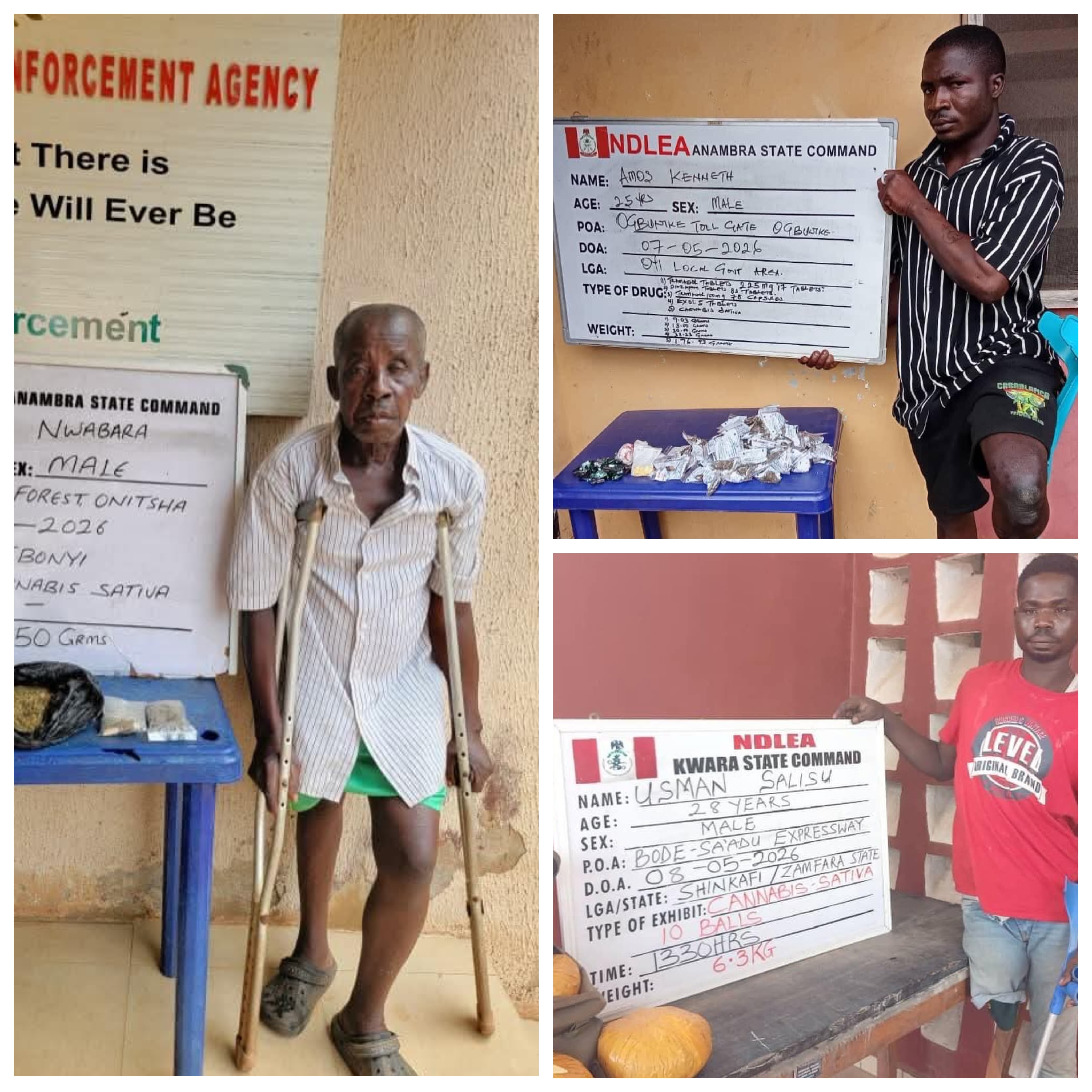 Three persons with disability arrested for drug trafficking in Anambra and Kwara