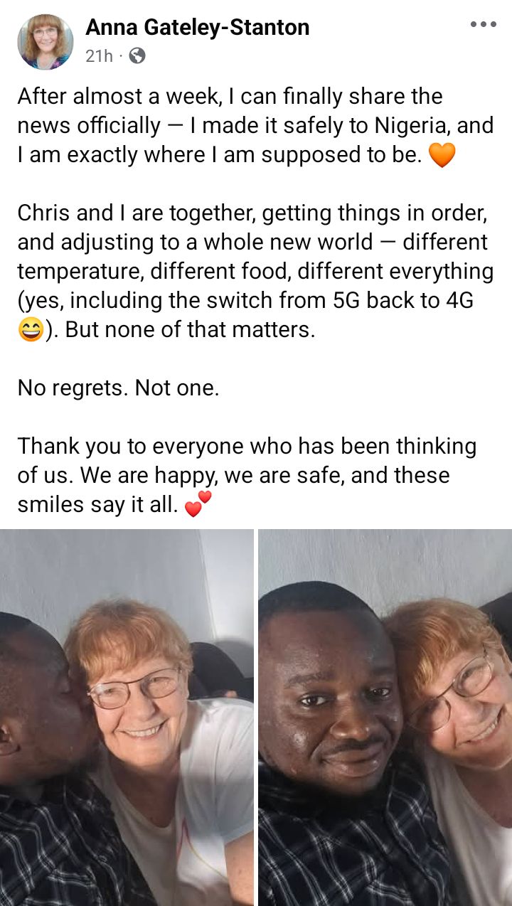 Different temperature, food, from 5G back to 4G. No regrets - American woman writes as she reunites with her Nigerian husband