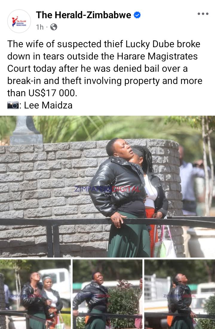 Wife of a suspected thief "Lucky Dube" breaks down in tears outside court after he was denied bail