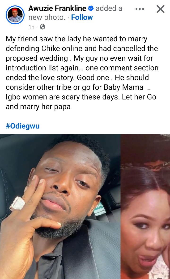 Man âcancelsâ proposed wedding over his fiancee's comment defending Nigerian singer Chike