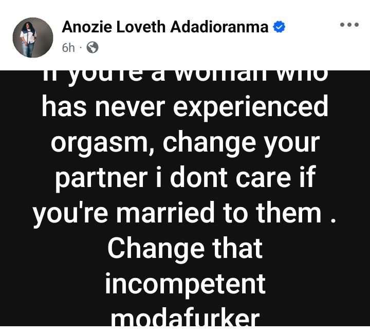 If you have never experienced orgasm, change your partner. I don