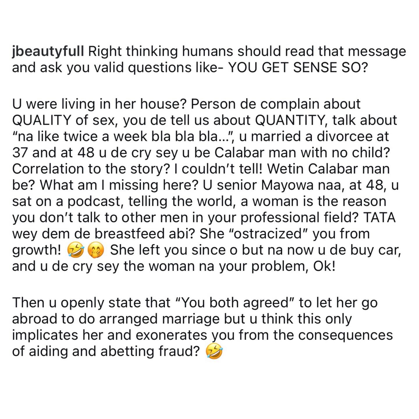 Friend of Mayowa Lambe, ex-wife of OAP Roby Ekpo, speaks in her defence